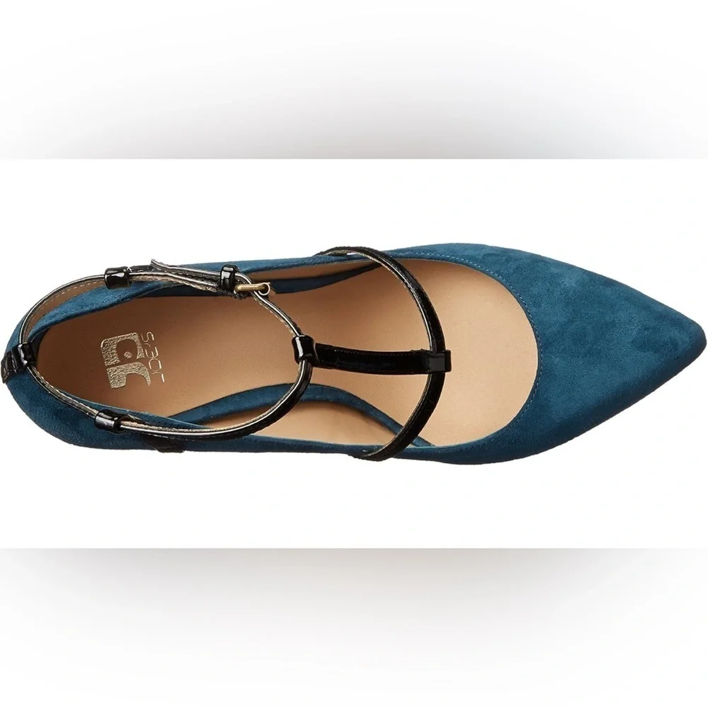 Joe's Jeans Women's Gadget Dress T-Strap Pump, Blue Suede 9